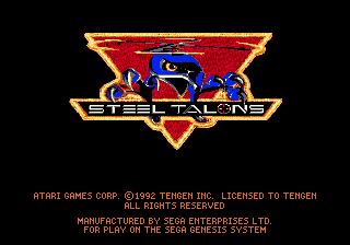 Steel Talons title screen for Sega Genesis